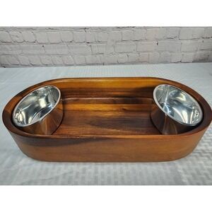 Nambe Neil Cohen Charcuterie Board Serving Tray Condiment Bowls Alloy & Wood